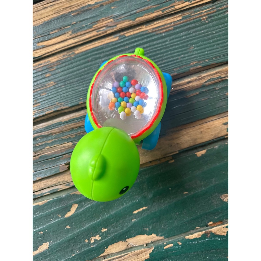 Fisher Price Poppity Pop Turtle Green Blue Rattle Bead Push Crawl Toy 20710